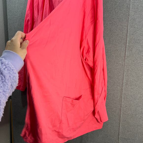 Isaac Mizrahi LIVE! Essentials Pima Cotton Cardigan Strawberry Pink Size 4X - Picture 4 of 10